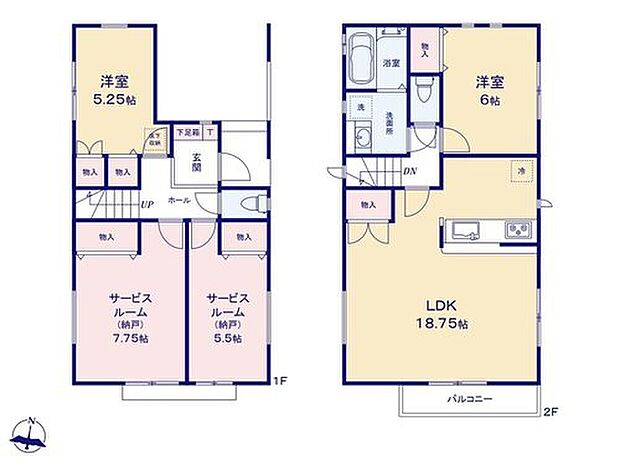 (1号棟)、価格4498万円、2LDK+2S、土地面積94.16m2、建物面積109.3m2