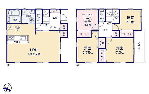 (1号棟)、価格4380万円、3LDK+S、土地面積108.64m2、建物面積98.21m2