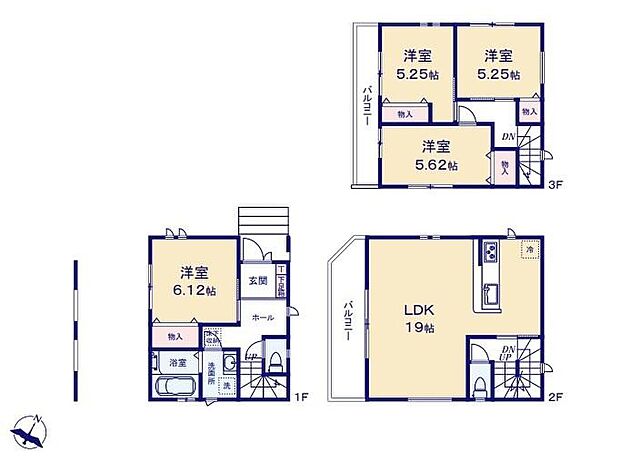 (1号棟)、価格4598万円、4LDK、土地面積65.95m2、建物面積117.98m2