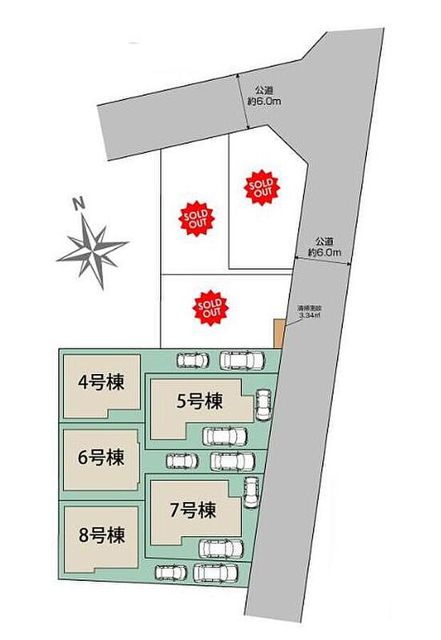 周辺は交通量の少ない生活道路なので小さなお子様がいても安心です。車種により2台駐車可能です☆もちろん空いたスペースで自転車やガーデニングもできますね♪ぜひご覧下さい！