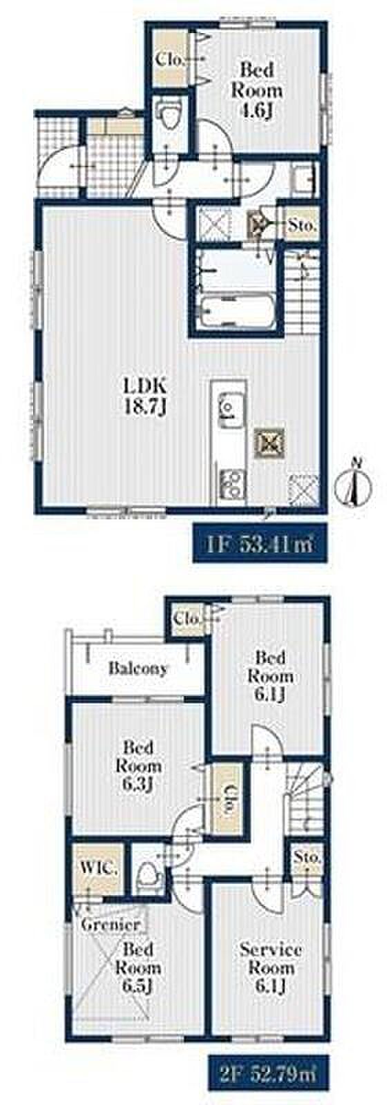 (1号棟)、価格6480万円、4LDK+S、土地面積97.04m2、建物面積106.2m2