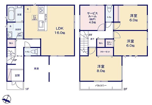 (1号棟)、価格5380万円、3LDK+S、土地面積105.7m2、建物面積104.71m2