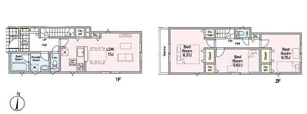 (1号棟)、価格3380万円、3LDK、土地面積107.92m2、建物面積88.69m2