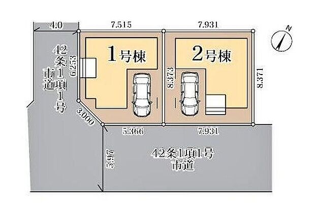 【区画図】南面道路に面しているため、陽光降り注ぐ明るいお住まいとなっております♪