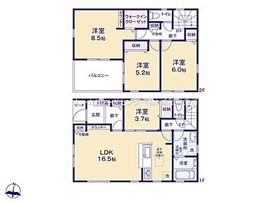 ☆主寝室は8.5帖でゆったり☆
南向きの主寝室は、8.5帖ありWICがついて広々した作りになります♪また、バルコニーに面して開放感もあります♪ 