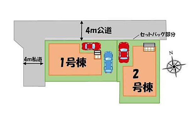 【全体区画図】カースペース完備!小学校が徒歩9分の安心環境にコンビニが徒歩3分の快適環境♪ぜひ一度ご覧下さい!