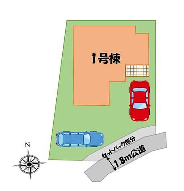 【全体区画図】カースペース２台分ございますので、家族分の自転車を駐輪したり、来客用の駐車スペースとしてもお使いいただけます♪スーパー、コンビニなども徒歩圏内にあり便利です！