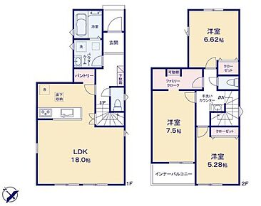 水や食材をまとめ買いしても置き場所の心配いらずのパントリーを採用♪
2Fには手洗いカウンターを完備！加湿器の給水、植物の水やりなど１Fまで下りずに済むので便利です☆ 
