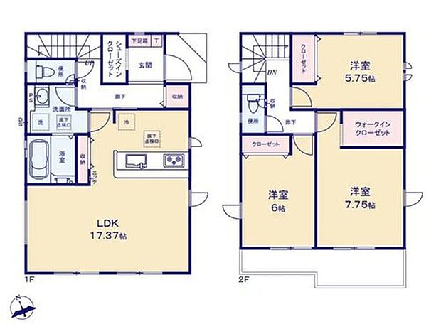 【3LDK】◇パントリー+通り抜け可能な水回りで家事導線がスムーズ♪
◇で上着やベビーカーなどもサッしまえるSIC&ホール収納!外出時の快適性が高まります♪
◇衣類の管理がらくらくなWICで、空間がすっきり片付きます♪