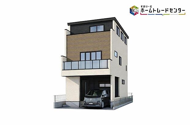 【完成予想図(外観)】大谷場小学校まで徒歩5分、大谷場中学校までは徒歩8分と、通学も安心らくらくの立地!徒歩2分の場所に桜が美しく咲く公園もあるのでお子様の遊び場にも気軽に出掛けられそうです♪お気軽にお問い合わせください!