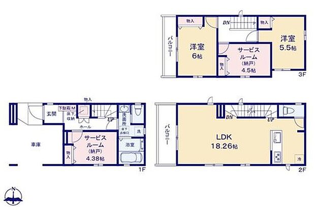 【2LDK+2S】☆全室南向き☆
道路からのプライバシーを確保しやすい「2階リビング」を採用。
家族のコミュニケーションを重視した対面式キッチン・リビングイン階段プランです。