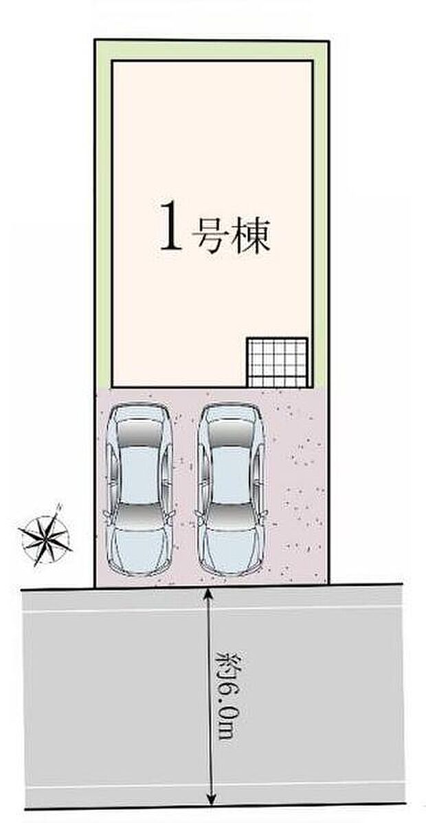 【全体区画図】前道が6ｍあるので、車庫入れが苦手な方でも安心して入れられます。コンビニや公園が徒歩圏内にそろって便利です！ぜひ一度ご覧下さい！