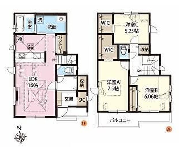 【3LDK】ご家族のコミュニケーションを育むリビング階段を採用しています♪
WIC×2カ所+パントリー完備!WICは2ヵ所があるので季節に合わせて分けても◎水や食材をまとめ買いしても置き場所に困らないのはうれしいですね♪