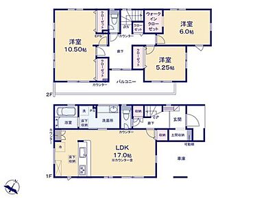 全居室南東に採光がありどこにいても明るいお住まいです♪
水回りが集中しているので家事がしやすい間取りです！ 