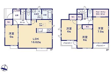 LDKに隣接して5帖の洋室の居室を設置しました！
開放すると約21帖の大空間です！お子様の遊び場や来客にも便利です♪
南向きの主寝室は、大型のウォークインクローゼットがあり広々した作りです♪ 