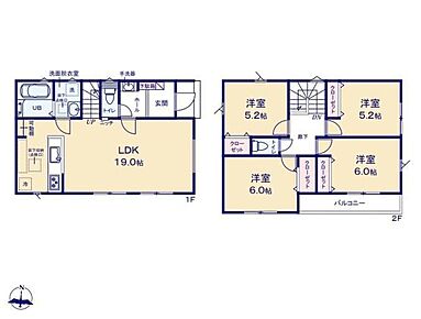 南面に広いLDKは明るく心地よい空間です♪家事導線がスムーズな水回り集中設計！調理の合間にサッと洗濯を回せます♪玄関すぐの手洗いので自然に身に付く手洗い習慣！生活感もそっと隠せます♪ 