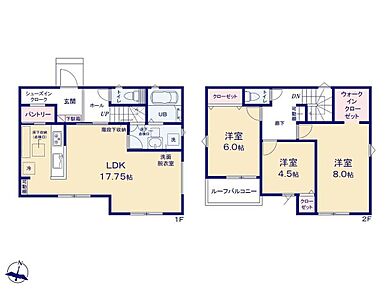 南側の大きな窓から陽光が差し込む明るいリビング！キッチンには食料品のストックにも便利なパントリー付き♪寝室にはゆとりあるWIC、玄関にはSIC完備！いつでもすっきり片付くお住まいです◎ 
