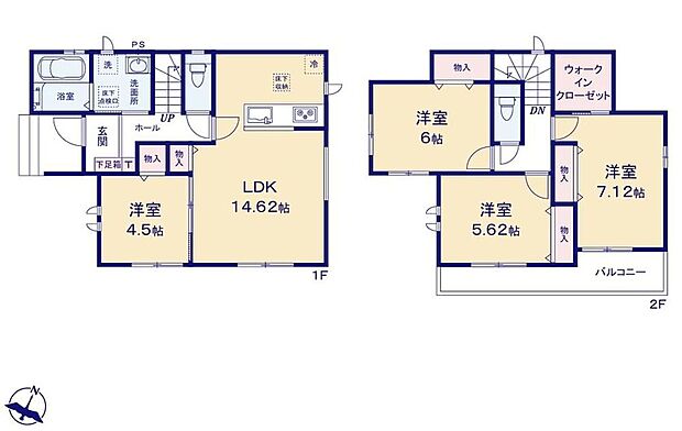 【4LDK】主寝室にはたっぷり収納できるウォークインクローゼットを完備！増えがちな衣類やバッグなどを効率よく収納できます！2部屋から行き来できるバルコニーでお洗濯も快適♪
