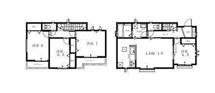 全居室南向きの明るい間取り♪全居室収納完備でいつでもすっきり片付くお住まい◎1階洋室はお子様のプレイスペースにもおすすめ！南面バルコニーだから洗濯物も乾きやすいです♪ 