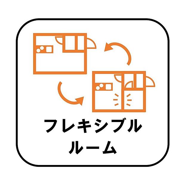 【【フレキシブルルーム】】出産、子育て、子どもの独立、仕事のリタイアなど、将来的なご家族のライフステージの変化に合わせ、大規模なリフォーム工事をすることなく間取りを変更できます♪※間仕切り壁は有償対応
