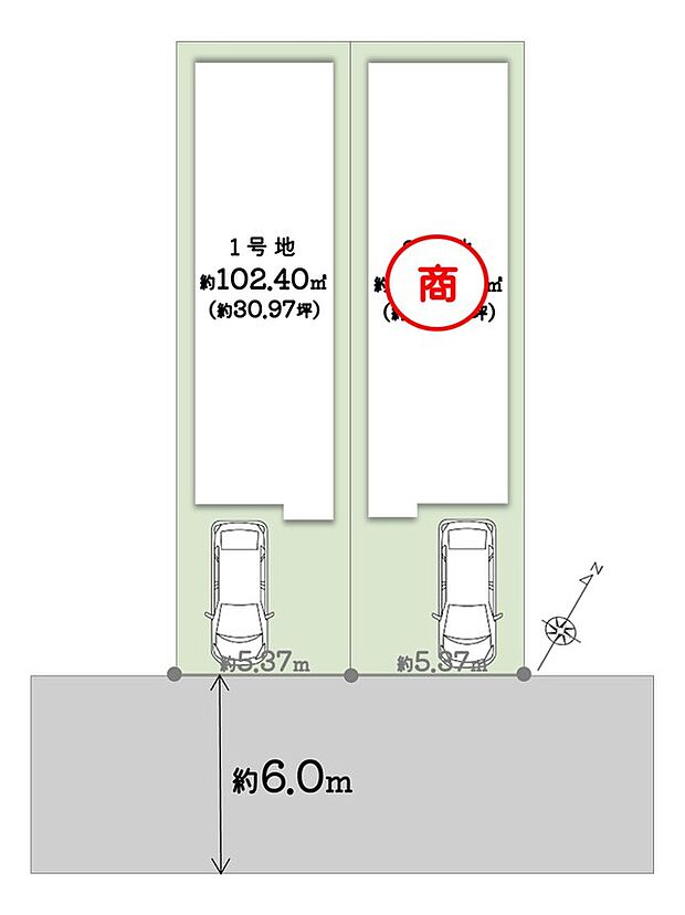 【土地図】＼ 全2区画！ ／ファミリー層に人気のエリア◎
■人気の2階建て住まいが叶います♪
■「太子橋今市」駅まで徒歩5分！利便性◎の立地です♪