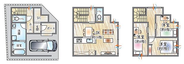 【【モデルハウス確定プラン】】(土地建物セット価格：4080万円)
■建物面積：77.04m2(約23.30坪)■3階建て×3LDK
SIC付きで玄関まわりもすっきり整い、暮らしやすさに配慮した住空間設計◎