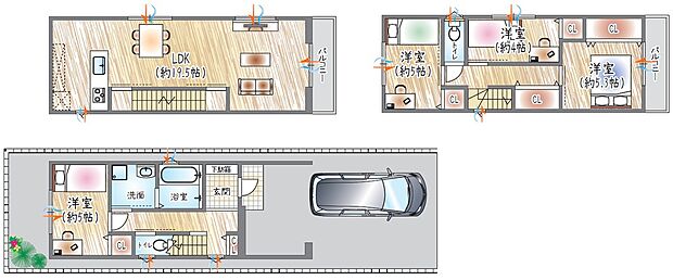 【【参考プラン(1)】】(ベストプラン建物価格:2180万円~)
■建物面積:99.38m2
19.5帖のLDKが魅力!帰宅後の手洗いや水まわりの動線もスムーズで、毎日が快適になる間取りです。