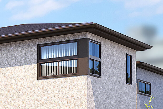 【【アクセントウィンドウ】】段窓と窓まわりの帯デザインが、外観に品格をプラス。スタイリッシュなデザインが個性を演出し、洗練感を高めます。