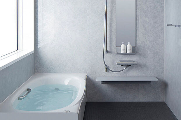 【【LIXIL AX】】毎日のバスタイムをやすらぎの時間にしてくれるバスルーム。高性能でお手入れが楽な素材を使用し、いつもきれいなバスルームをサポートします。