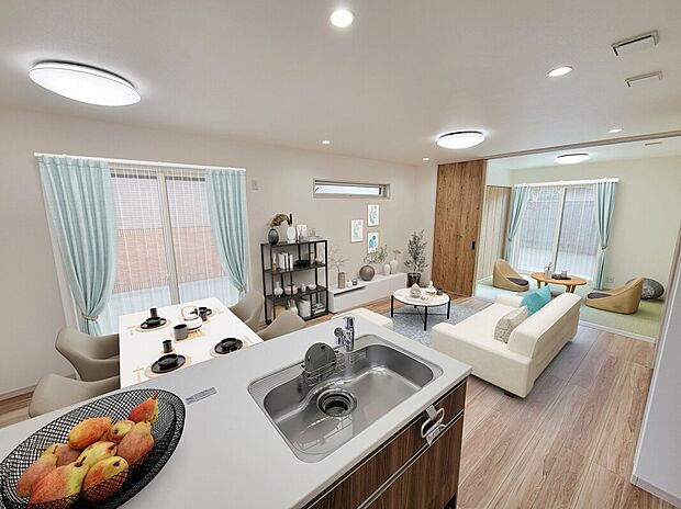 【2号地リビング】
家具小物はイメージです。