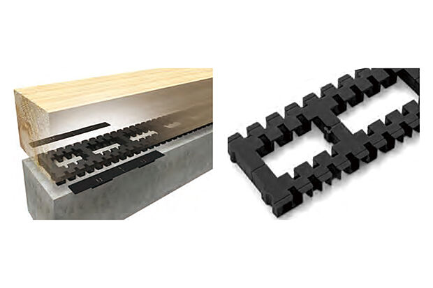 【シロアリ被害を未然に防ぐ家づくり】全周スリット換気方法の基礎パッキング工法は、従来工法の換気性能2倍以上、耐震性は3倍以上で、床下を常に乾燥させ湿気から家を守ります。
また、コンクリート布基礎にとって最大の弱点とされる立ち上がり部分の開口欠損をなくし、構造耐力を飛躍的に向上させることにより基礎コンクリートにクラックが発生しにくいので家を丈夫なまま長持ちさせます。