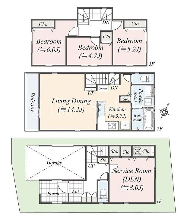 【3LDK+S】※図面と異なる場合は現況を優先