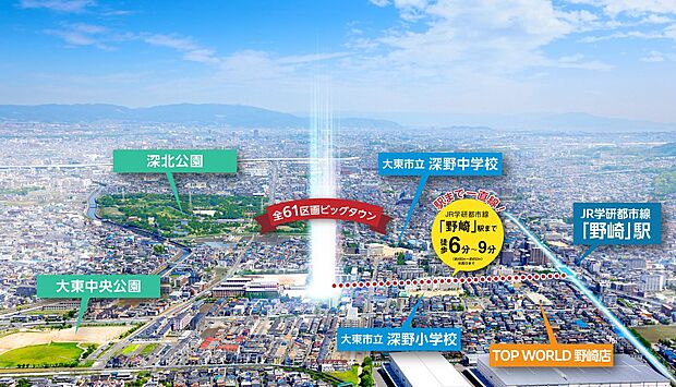 【駅まで一直線!】駅まで徒歩6分~、通勤通学に便利なビッグタウン!小中学校、スーパー、大規模公園が徒歩圏の立地に誕生!ご見学ご予約受付中です!※2018年5月撮影