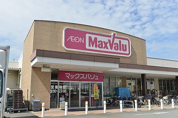 営業時間が9：00～23：00で、帰宅が遅くなった場合でも営業時間を気にせず、利用できて便利なスーパー、マックスバリュ 東難波店まで徒歩3分(約170m～約220m)。（23年9月撮影）
