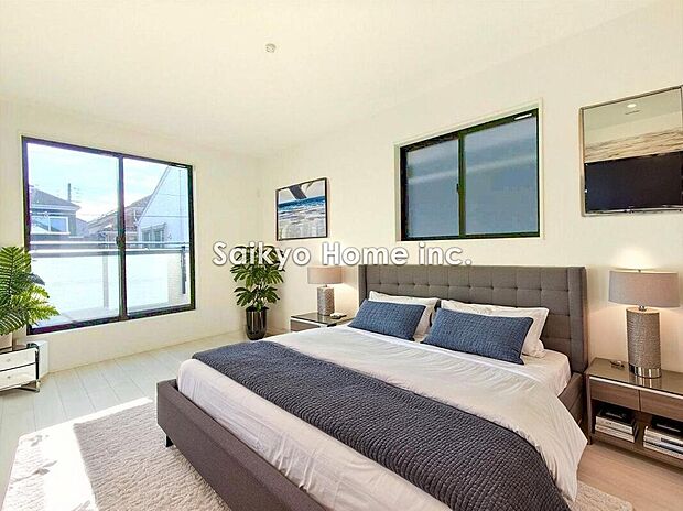 【洋室】木の温もりが優しいフローリング。北欧風インテリアが似合いそうな快適な空間です。※家具等はCG加工しております。