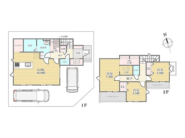 参考間取り図(1号地)3LDKプラン