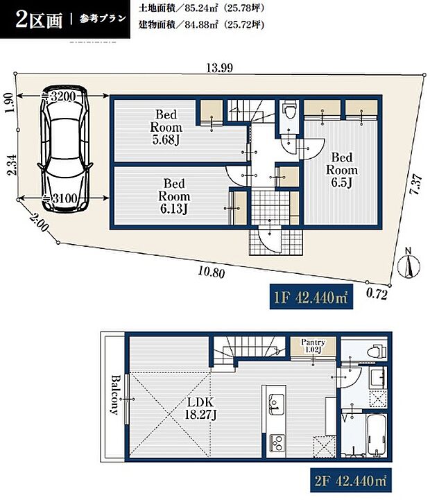 参考プラン例（間取り図）2号地

