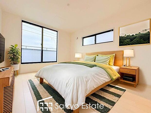 【居室【施工例】】2面採光で明るく風通しも良好です！天気の良い日は是非窓を開けて空気の入れ替えをしてみるのはいかがでしょうか♪