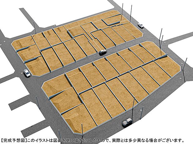 【造成完了予想図】建物価格1200万円より承ります。参考プラン、参考間取りもございます。ゆとりのLDK×収納付き居室3～4部屋のゆとりある間取りプランとなっております！