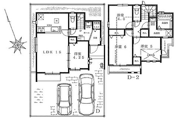 【建物プラン例(間取り図)D号地】延床面積約85.28m2、参考建物価格1400万円より承ります。土地+建物参考プラン価格8690万円(税込)