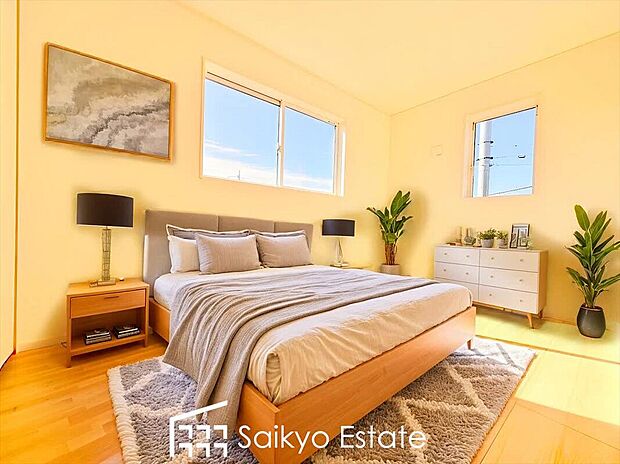 【居室【施工例】】2面採光で明るく風通しも良好です！天気の良い日は是非窓を開けて空気の入れ替えをしてみるのはいかがでしょうか♪
