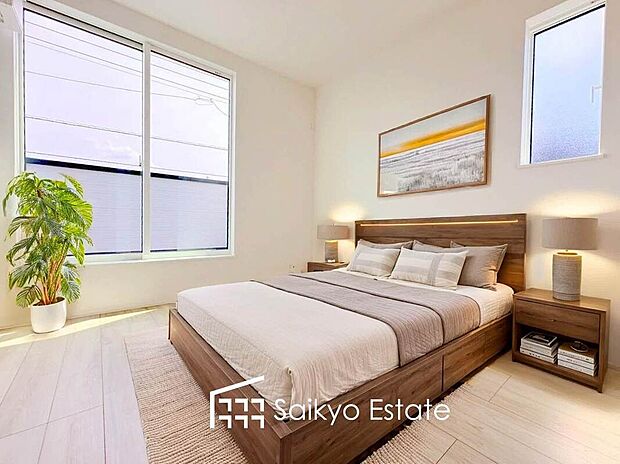 【洋室【施工例】】3面採光で明るく風通しも良好です！天気の良い日は是非窓を開けて空気の入れ替えをしてみるのはいかがでしょうか♪