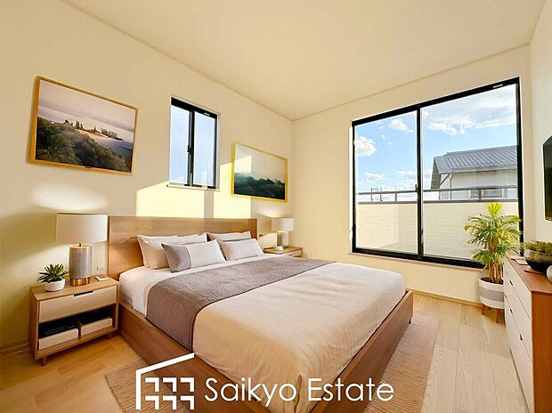 【居室【施工例】】2面採光で明るく風通しも良好です!天気の良い日は是非窓を開けて空気の入れ替えをしてみるのはいかがでしょうか♪