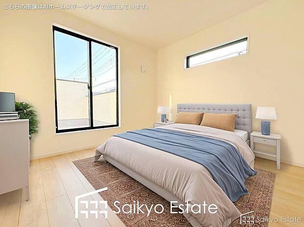 【洋室（施工例）】2面採光で明るく風通しも良好です！天気の良い日は是非窓を開けて空気の入れ替えをしてみるのはいかがでしょうか♪