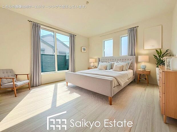 【洋室(施工例)】6帖以上のクローゼット付きの居室が3部屋ございますので、書斎や子供部屋、収納部屋などライフステージに合わせてご利用いただけます。