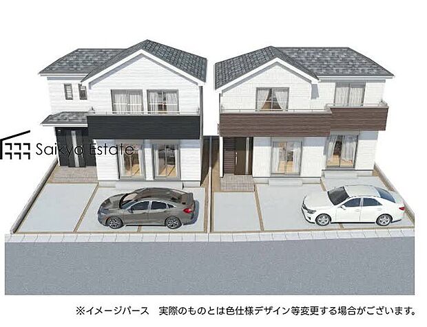 【完成予想図】駐車スペースは2台可能です!来客時などに便利な他、セカンドカーをお持ちの方、購入をご検討の方は必見です!