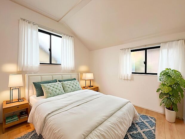 【施工例:Room】
ワイドバルコニーが備わっており、通常のバルコニーよりも広さがあるので、洗濯物を多く干せるだけでなく、花や観葉植物、家庭菜園なども楽しむことが可能です!