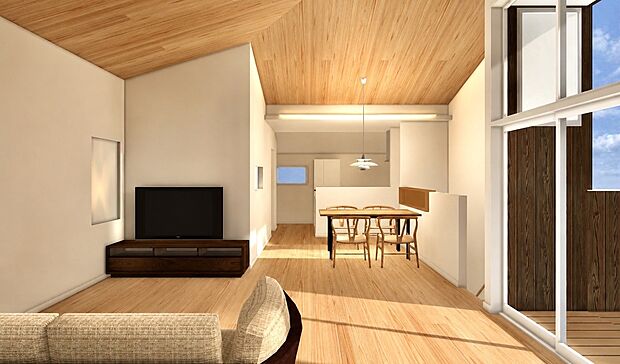 【建物プラン例】
水回りが集約された設計で家事効率の良いプランニング！WICやパントリーもある収納豊富な住まいも建築可能。
