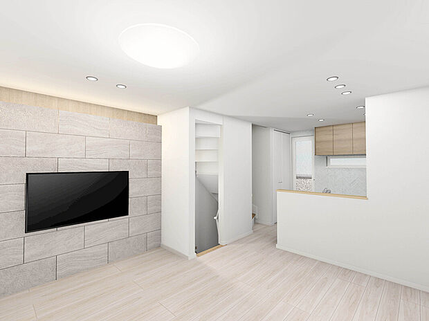 【【建物完成イメージパース：LDK】】床暖房が備わったLDK。冬場の寒い時期でも足元から温まることが出来ます。埃が舞う心配も減り、小さなお子様も安心して過ごすことが出来ます。