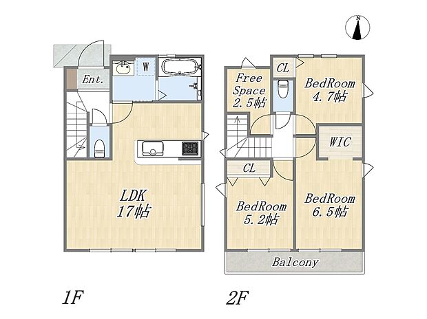 【【参考プラン:6号地】】Plan:3SLDK+WIC+カースペース2台可
建物面積:82.80m2|建物参考価格:2003万円